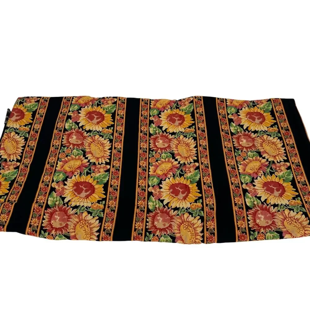 April Cornell reversible patchwork quilted sun flower tablecloth throw